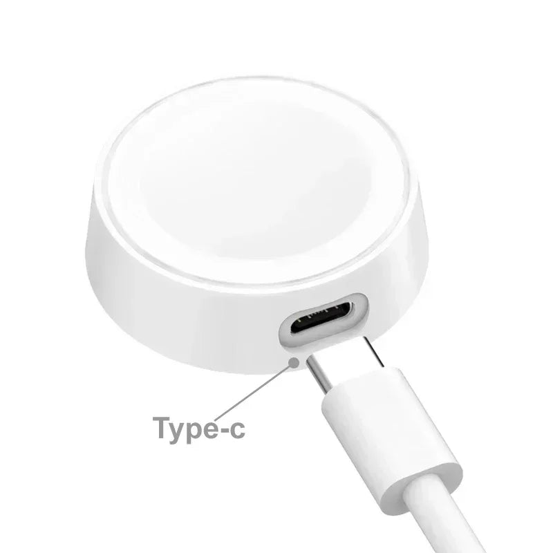 White circular adapter with Type-C connector on a white background