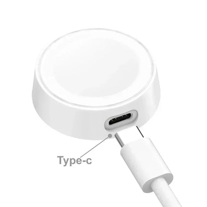 White circular adapter with Type-C connector on a white background