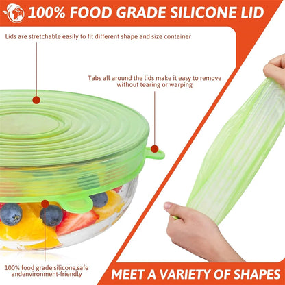 6Pcs Food Grade Silicone Preservation Cover
